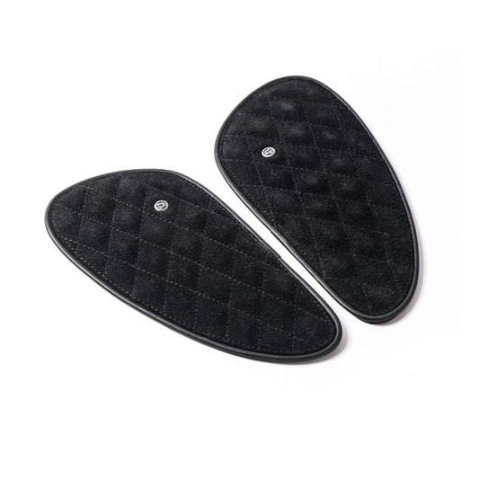 Trip Machine, Diamond Leather Gas Tank Pad Set. Black Suede