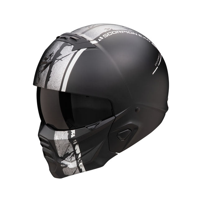 Scorpion EXO-Combat II Lord Matte Black/Silver Helmet - motorcycle helmets at Pedro's Parts