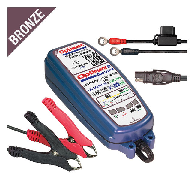 Tecmate, Optimate, 2 Duo 12V Battery Charger. Bronze
