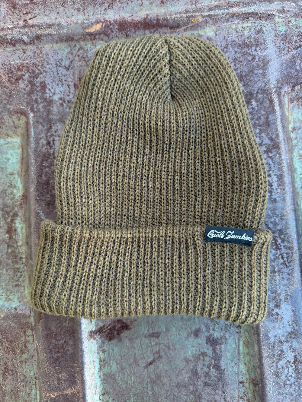 Cycle Zombies Script Label Beanie - Olive Green