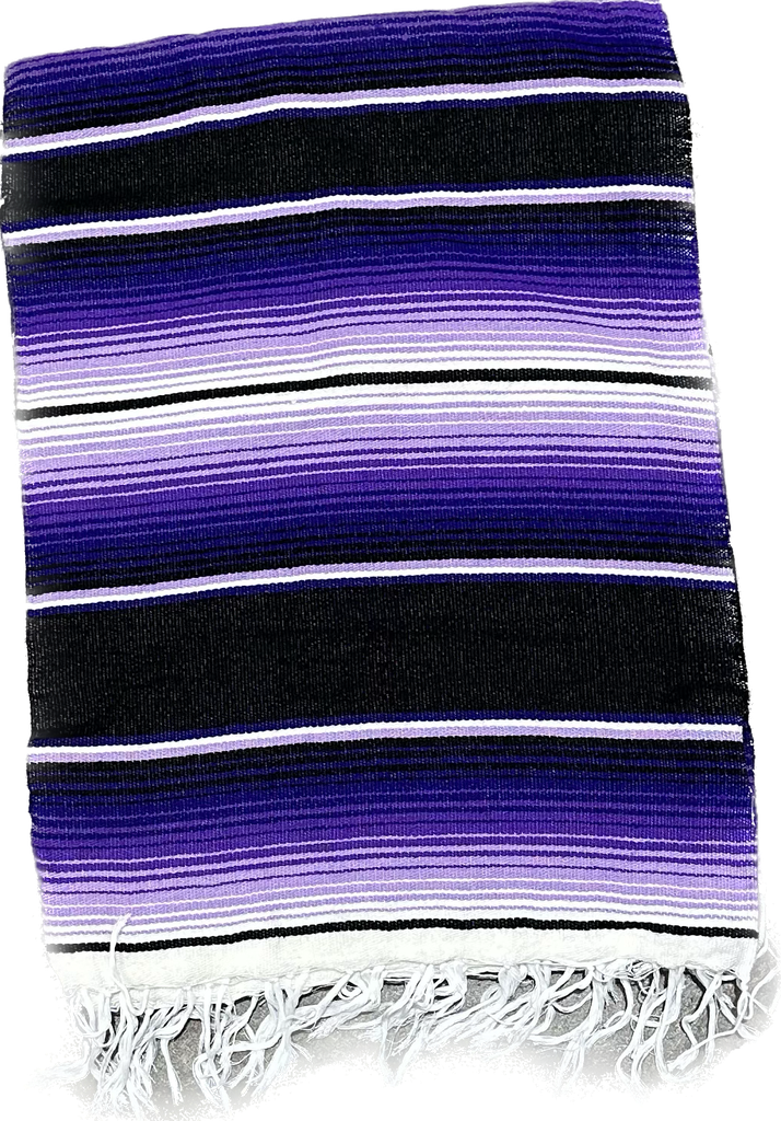 Large Two Color Sarape/Saltillo Blanket - Black/Purple