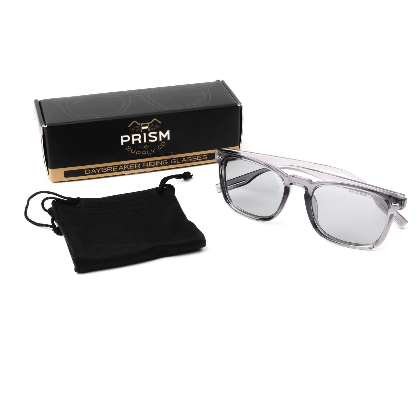 Prism Supply Daybreaker Riding Glasses - Transition Lenses - Grey Frames