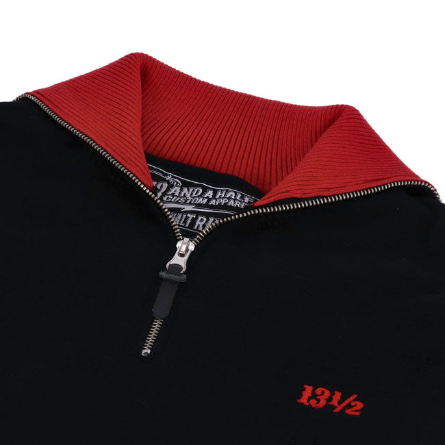13 1/2 Outlaw half-zip sweater black/red