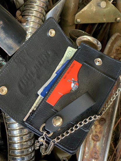 Cycle Zombies Leather Chain Wallet - Black